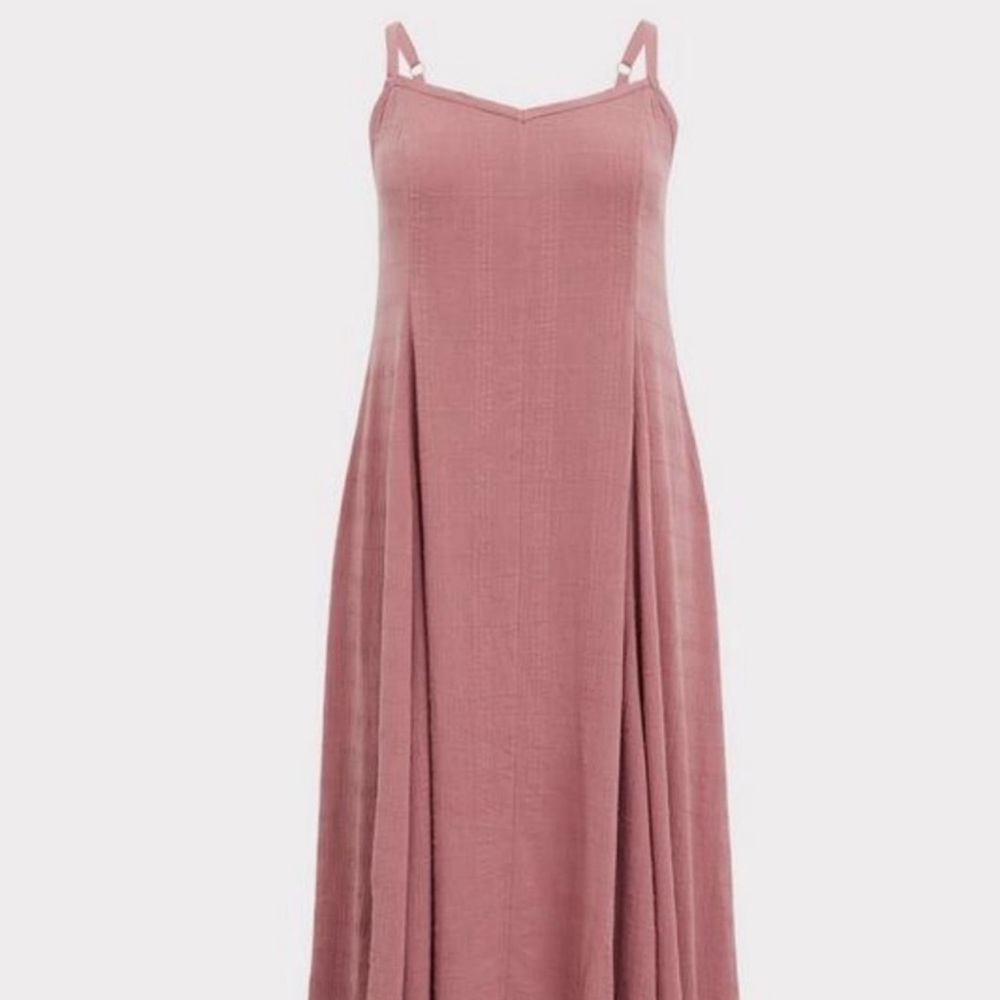 Torrid Texured Cotton Trapeze Dress Size 1 Mauve Gauze Maxi